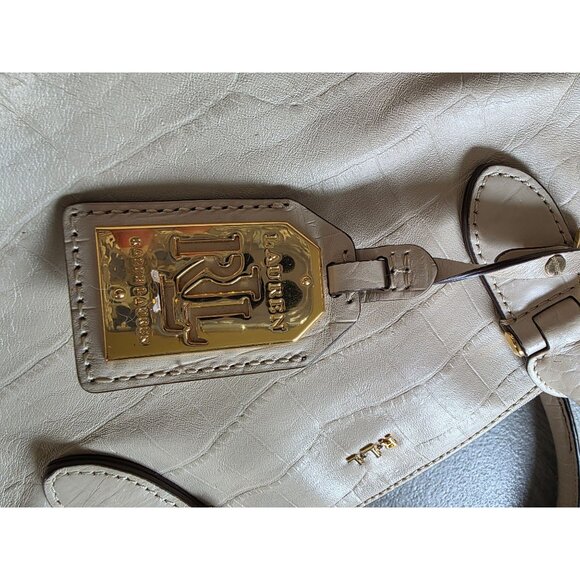 Lauren Ralph Lauren Lanesborough Double Zip Shopper Embossed Leather Croc Bag - Picture 3 of 13